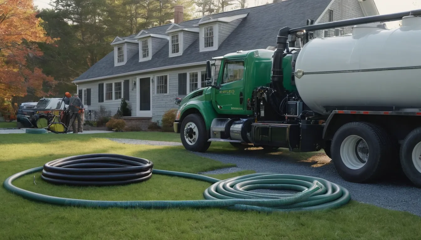 Septic service truck parked near a home's tank access lid in the Aliquippa area